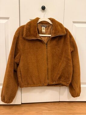 Sans Souci Plush Teddy Jacket in Warm Brown